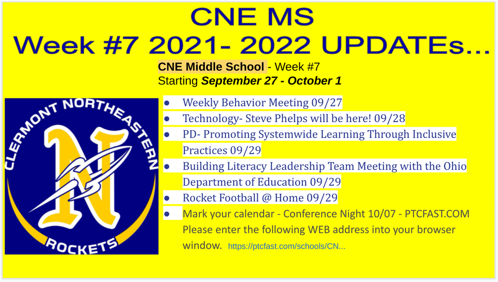 CNE MS Week #7 Updates
