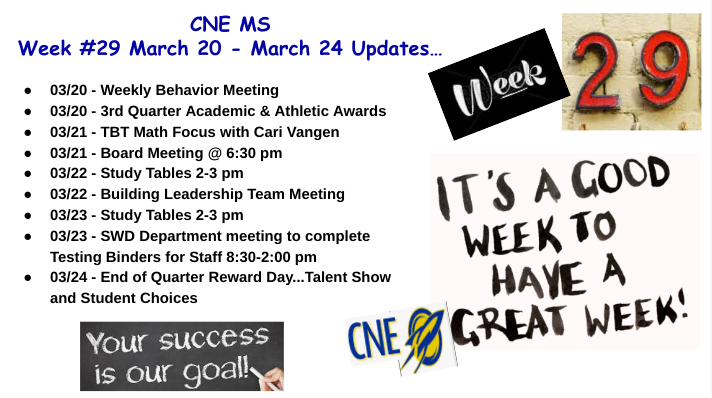 CNE MS Week #29 Updates
