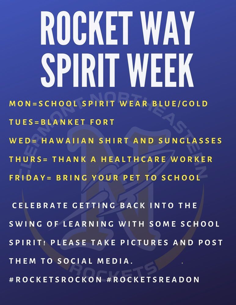 Spirit week poster.