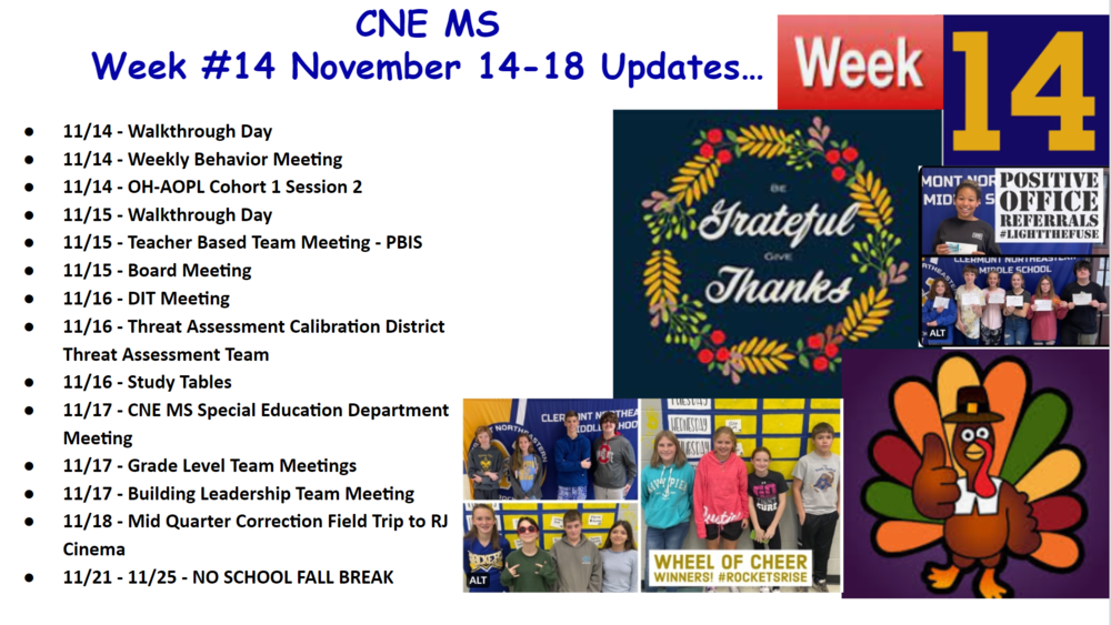 CNE MS Week #14 Updates