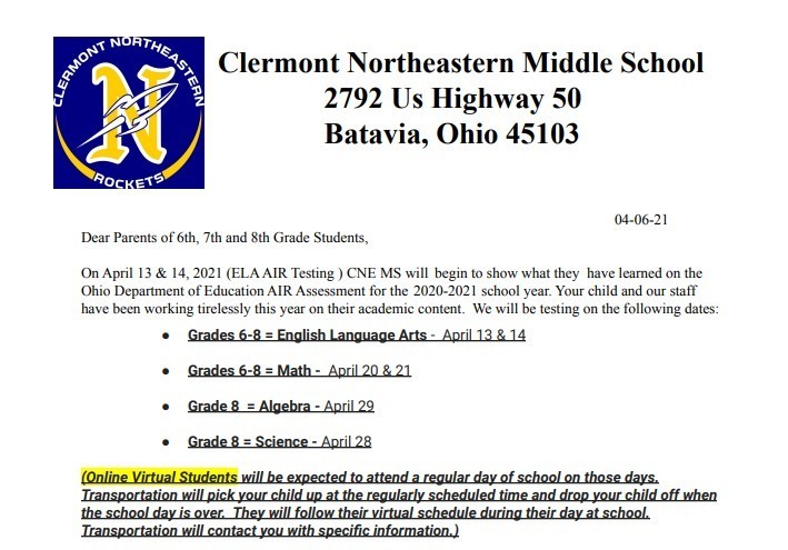 CNE MS Air Testing Information