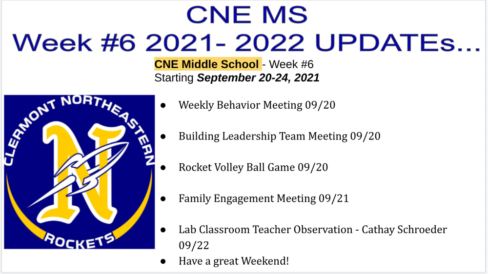 CNE Middle School - Week #6 