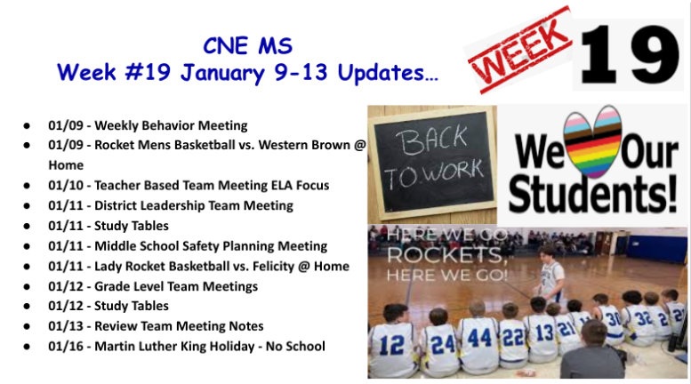 Week # 19 CNE MS Updates