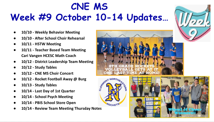 CNE MS Week #9 Updates