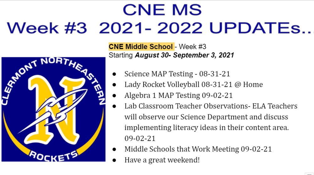 CNE Middle School - Week #3
