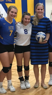 Clermont Northeastern volleyball players Makayla Drewry and Carson Fishback with coach Emma Keough, who won her 100th varsity match this season. Fishback was Southern Buckeye Athletic and Academic Conference North Division Athlete of the Year and set a school career digs record with more than 1,000. Drewry was first-team All-SBAAC National Division.