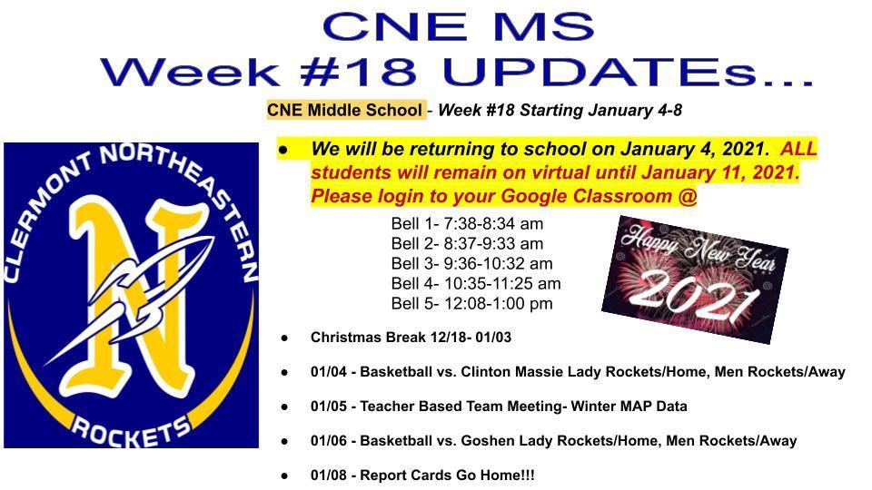 Week #18 CNE MS Revised Updates