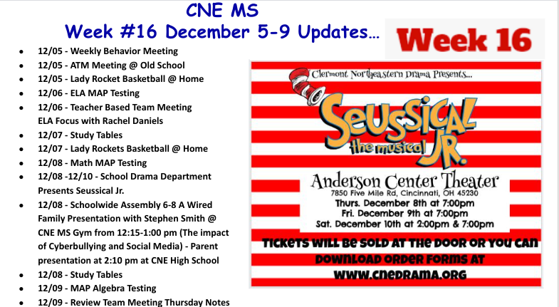 CNE MS Week #16 Updates