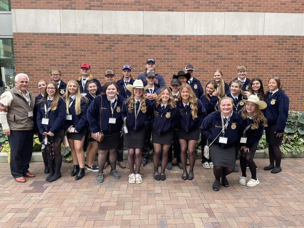 Clermont Northeastern High School’s delegation to the National FFA Convention in Indianapolis. (Photo courtesy Hannah Reinke.)