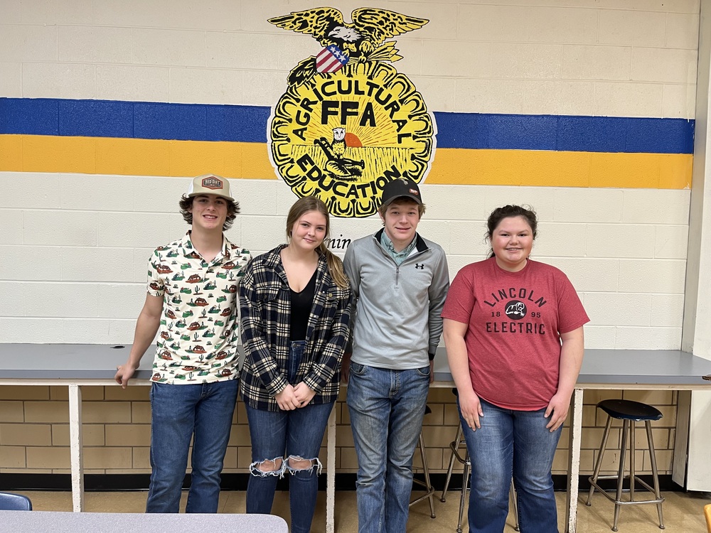 Clermont Northeastern FFA members Braydin Pride, Makayla Blankenship, Will Matthews and Rylie Pence will be honored at the state convention in May. (Photo by Dick Maloney.)