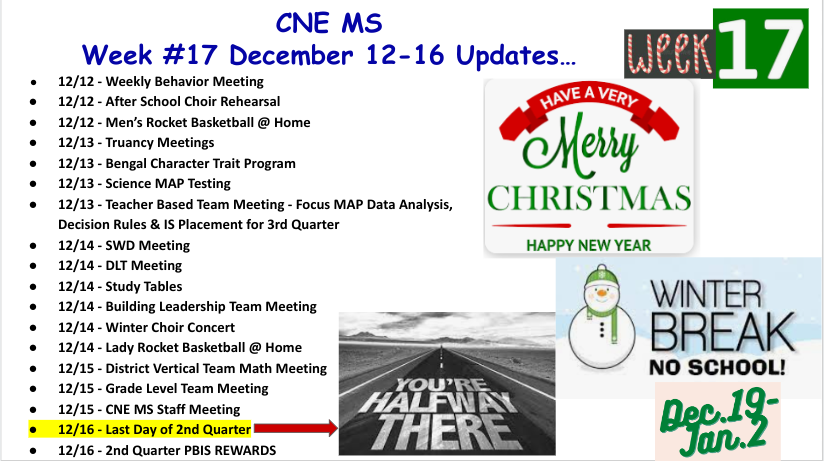 Week # 17 CNE MS Updates
