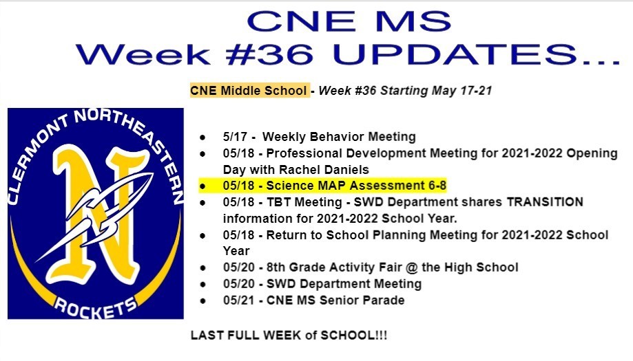 Parent Weekly Update Week # 36