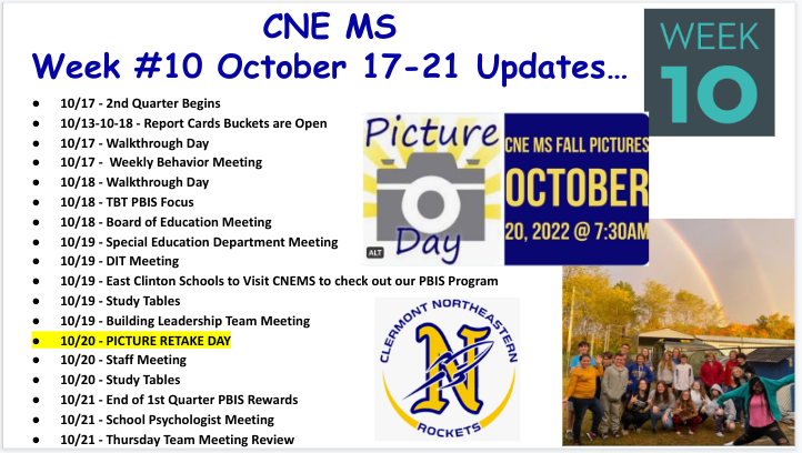 Week # 10 CNE MS Updates