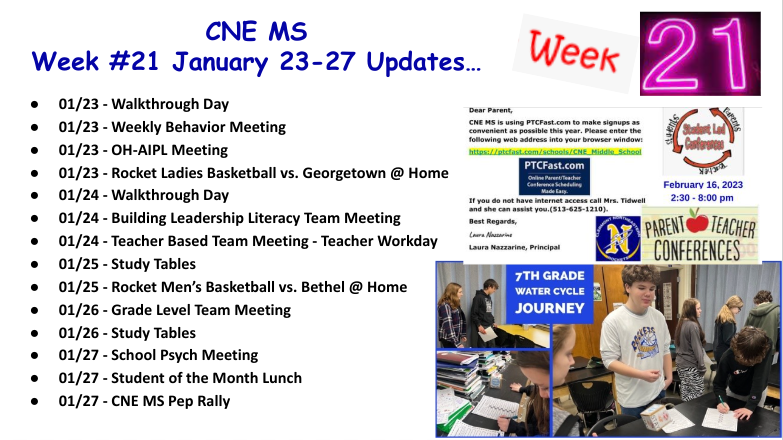 CNE MS Week #21 Updates