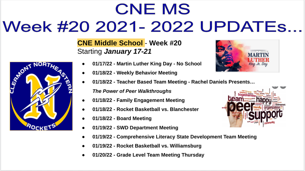 Week # 20 CNE MS Updates