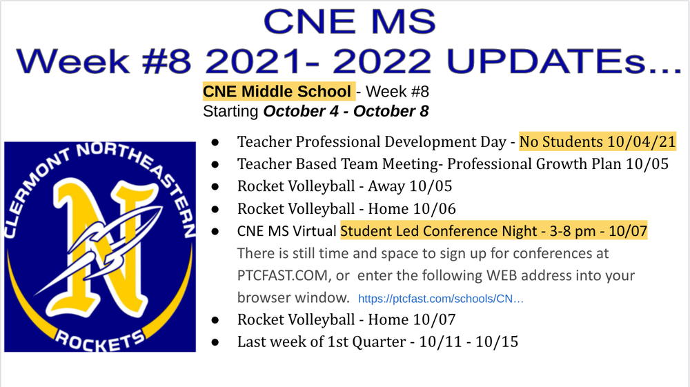CNE MS Week #8 Updates