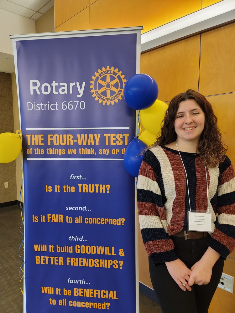 Clermont Northeastern High School senior Jaelyn Perry competed in the Rotary Four-Way Speech District Competition at Wright State University after winning the local contest sponsored by the Batavia Rotary. (Photo courtesy Clermont Northeastern Schools.)