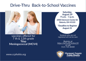 Back-to-School Drive-Thru Clinic for 7th – 12th Grade Students