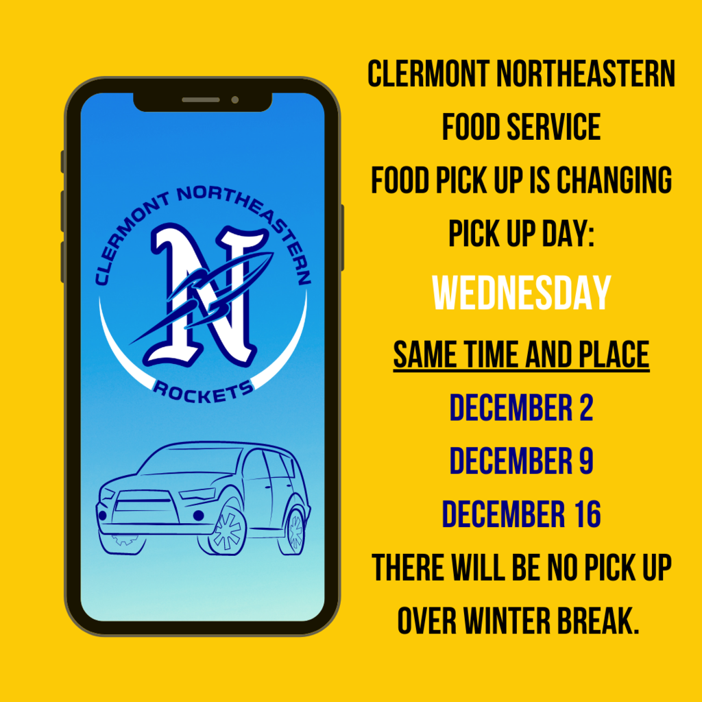 food pick up for December 2, 9, 16