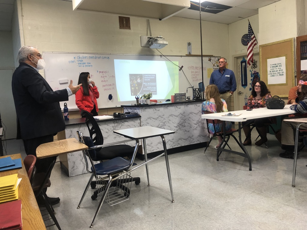 This morning Tim Turton from Coppage Construction and Majed Dabdoub from NKU's Construction Management Program visited our students to talk about careers in construction, project management, and business administration.  We appreciate them meeting with our students!