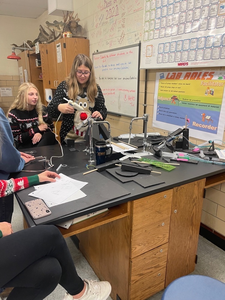 Students in Mr. Wells’ Anatomy class are building prosthetic arms as they learn about the different joints in the arm. When completed the arms should be able to pick up and move a can. 