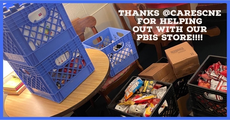 Thanks @CaresCNE for helping out with our PBIS store!!!!